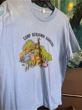 Screen Stars Light Blue Camp Benjamin Hawkins Graphic Tee